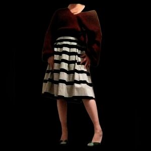 Talbots Navy and White A-Line Skirt